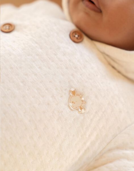 Veste de naissance à capuche en tubique écrue FOLMER / 23E0CM61VESA011