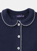 Cardigan bleu foncé à col claudine Bébé Fille NAJUNE / 25H1BFQ1CAR070