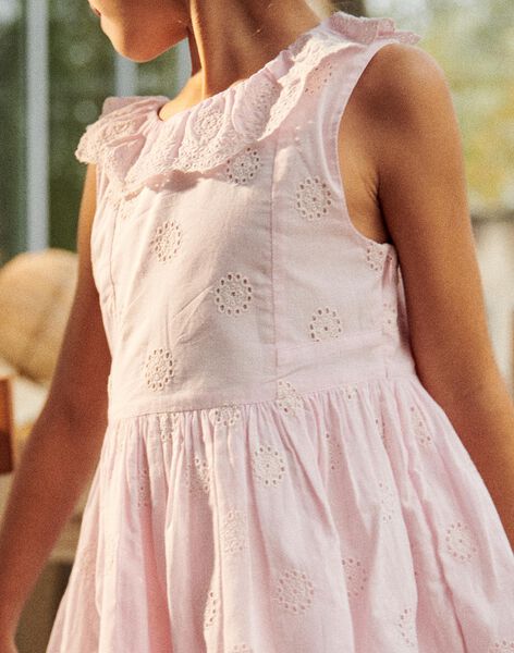 Robe rose à broderies fleuries FREROSETTE / 23E2PFI2ROBD320