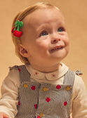 Salopette à rayures bleu marine et broderies pommes Bébé Fille NAGWENDOLINE / 25H1BFM1SAL001