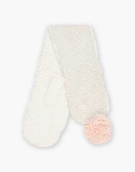 Echarpe en tricot beige à motif tête d'animal brodé DISOLALE / 22H4BFN1ECHA011