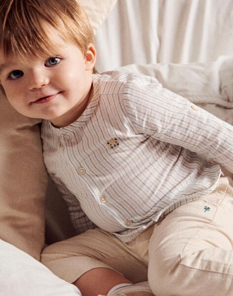 Chemise à rayures beige et bleu FAEDDY / 23E1BGI1CHMC218