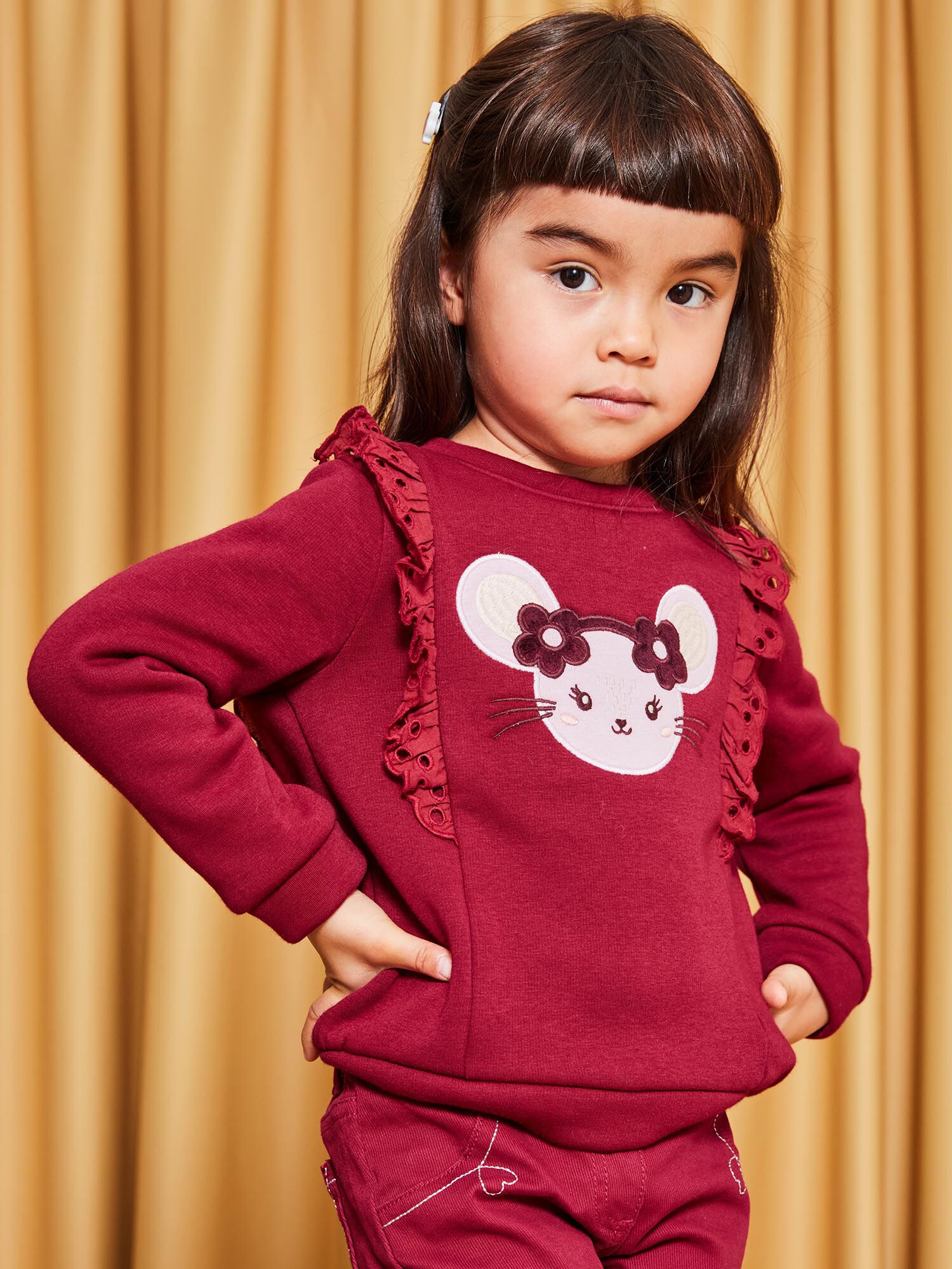 Pull manches longues imprim souris Fille Sergent Major