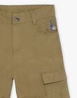 Bermuda cargo kaki clair en popeline craquante FLAPRAGE / 23E3PGO2BER612