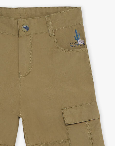 Bermuda cargo kaki clair en popeline craquante FLAPRAGE / 23E3PGO2BER612