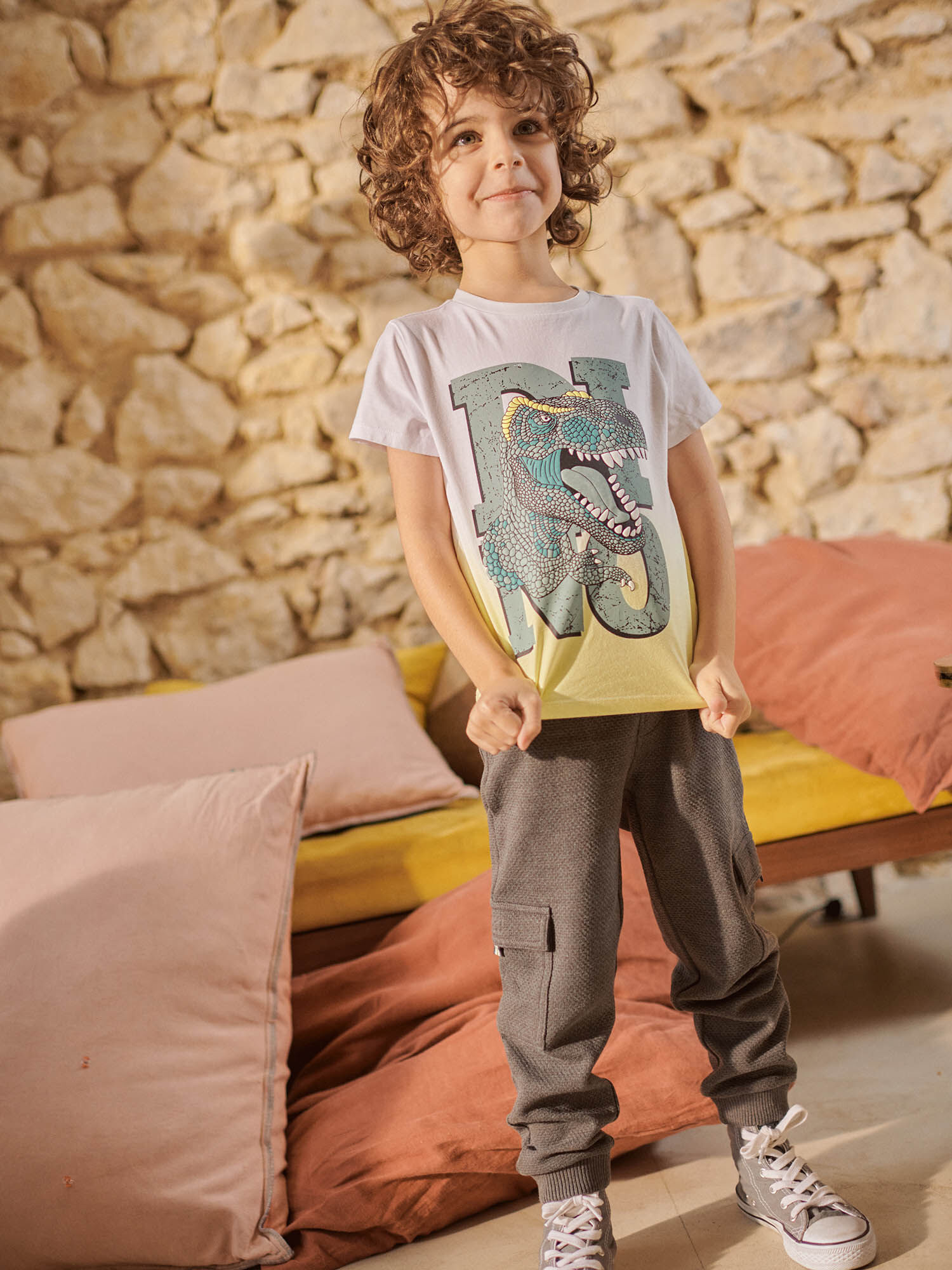 Pantalon multi poches gris enfant garcon Garcon Sergent Major