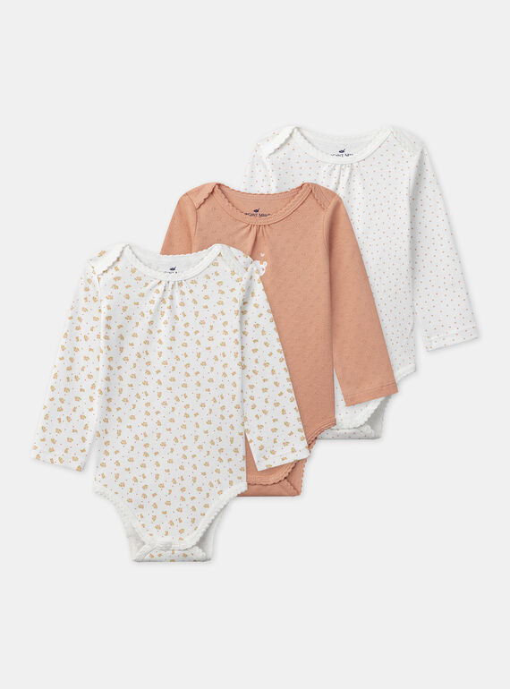 Lot de 3 bodies imprimé ou uni Bébé Fille NEFANTINE / 25H5BFC2BDL001