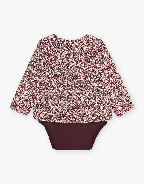 Body-blouse prune à imprimé feuillage DAKARINE / 22H1BFR2BOD709