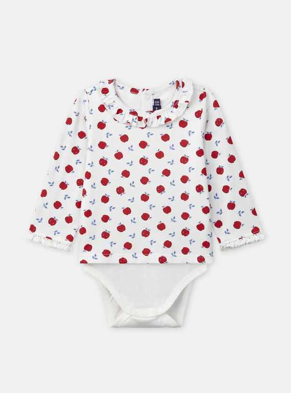 Body blanc imprimé pommes à manches longues Bébé Fille NAGIGI / 25H1BFM1BOD001