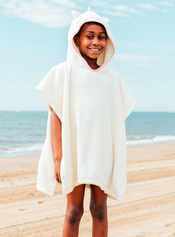 Poncho de bain écru à capuche  MRUCAPETTE / 25E4PFC3CDB001