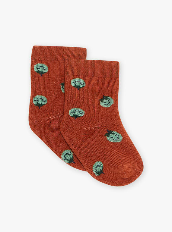 Chaussettes bouclettes rouge brique tomates FACOCO / 23E4BGB2SOQ506