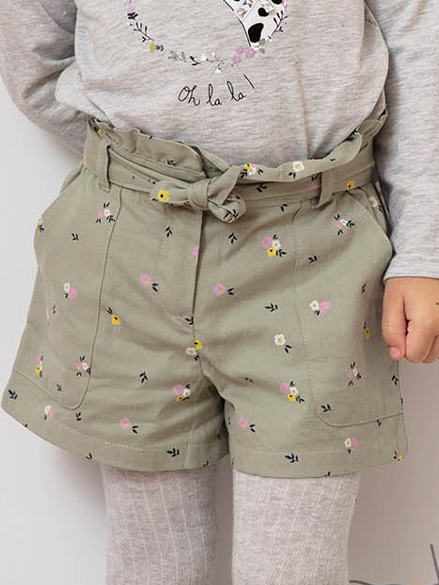 Short kaki imprime fleuri enfant fille Fille Sergent Major