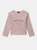 T-shirt rose à manches longues et volants aux épaules Fille NAEPLETTE / 25H2PF31TML303