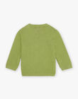 Pull kaki clair en tricot à broderie dinosaure FAOFLO / 23E1BGO1PUL612
