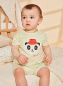 Pyjama vert pâle à animation tête de panda et à imprimé à rayures FEFANTIN / 23E5BG31PYJ605