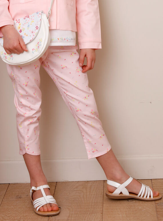 Pantacourt rose imprimé fleuri enfant fille TYPOETTE / 20E2PFJ1PCO321