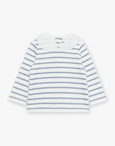 T-shirt esprit marinière écru et bleu marine FABULEUSE / 23E1BF81TEE001
