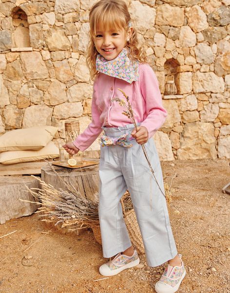 Pantalon ciel avec ceinture à imprimé fleuri FLEMETTE / 23E2PFS1PAN020
