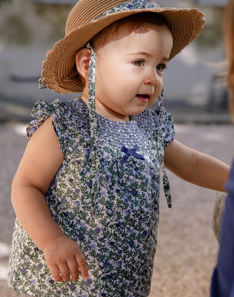 Blouse écrue en popeline avec fleurs FANOLA / 23E1BFN1CHE001