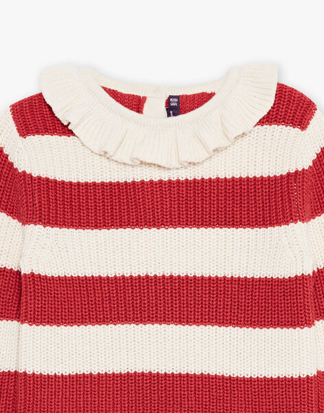 Pull écru à collerette avec rayures rouges FOPULETTE / 23E2PFC1PUL001