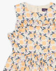 Robe vanille à volants et à motif oranges FLADRETTE / 23E2PFO2ROB114
