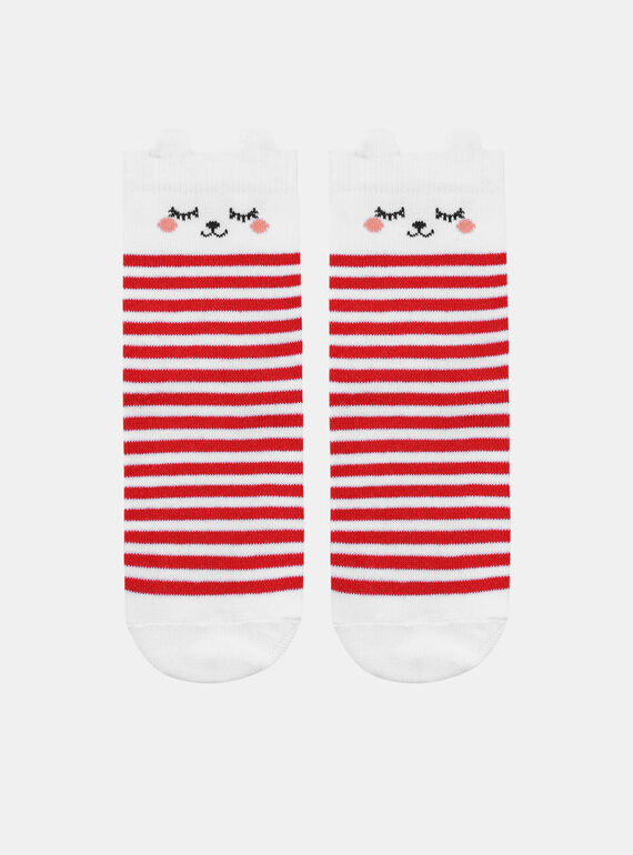 Chaussettes jacquard à rayures et imprimé chat  KECATETTE / 24E4PF41SOQ001