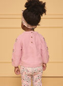 Pull torsadé rose pâle fleurs LANINA / 24H1BFQ1PULD329