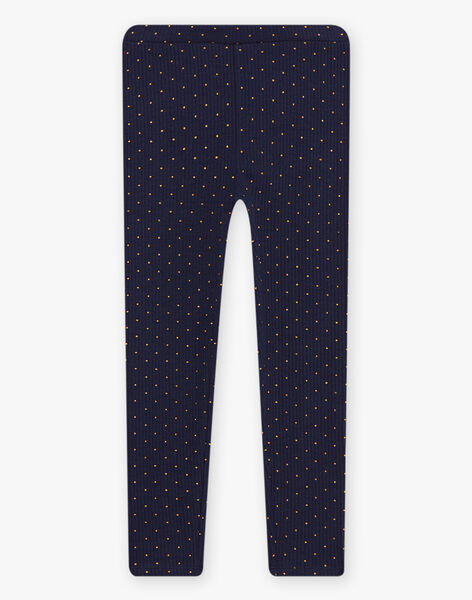 Legging bleu marine en côtes à pois dorés DROUNETTE 2 / 22H4PFQ2CTTC214