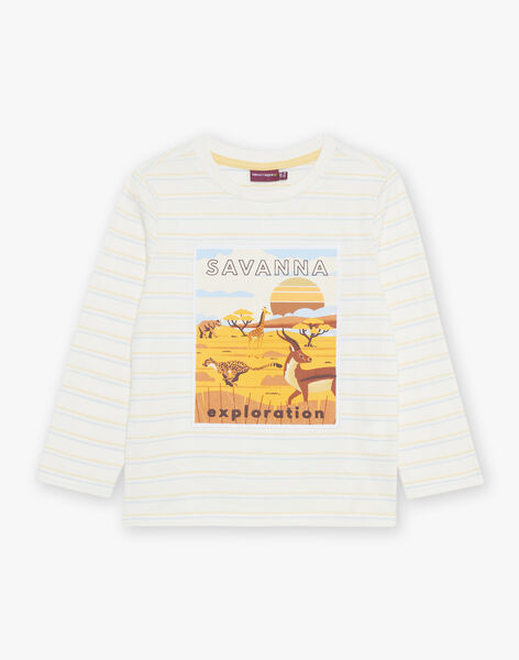T-shirt écru à rayures et savane FAVANAGE / 23E3PG81TML001