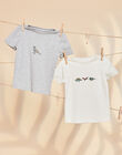 2 T-shirts en coton biologique gris chiné et écrus thème dinosaures FLOTIAGE / 23E5PGH1HLIJ920