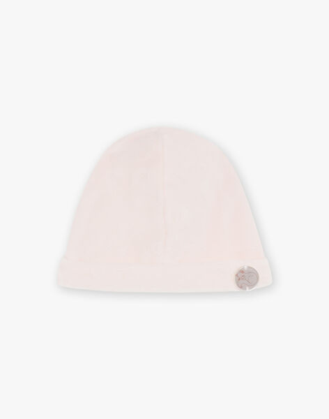 Grenouillère et bonnet en velours rose pâle DOLL_B / 22H0NFI1GRE307