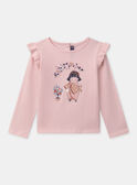 T-shirt rose imprimé avec volants aux épaules et manches longues Fille NOROZETTE / 25H2PFP2TML301