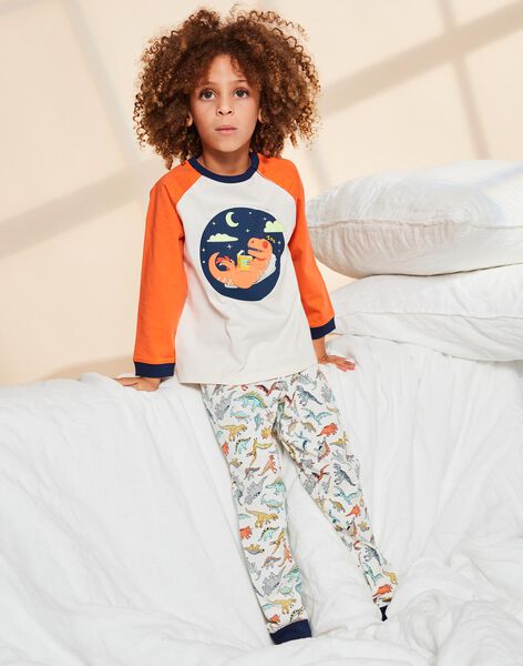 Ensemble pyjama écru avec dinosaures FLODINAGE / 23E5PG26PYJ001
