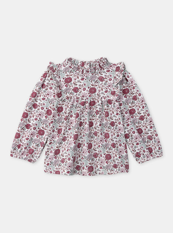 Blouse imprimé fleuries à volants sur le col et les épaules Bébé Fille NAELISE / 25H1BFL1TEE001