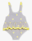 Maillot de bain 1 pièce bleu marine et jaune à imprimé à rayures et soleils FITINA / 23E4BFM2MAIA001