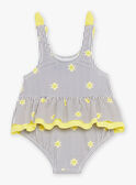 Maillot de bain 1 pièce bleu marine et jaune à imprimé à rayures et soleils FITINA / 23E4BFM2MAIA001