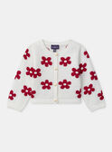 Cardigan blanc à motif fleur rouge Bébé Fille NACAPUCINE / 25H1BFK1CAR001