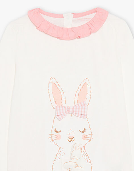 Ensemble pyjama écru à lapin et à carreaux FLORETTE / 23E5PF21PYJ001