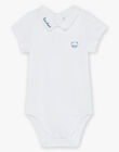 Salopette courte beige en lin et body écru FAEMILIEN / 23E1BGI1ENS000