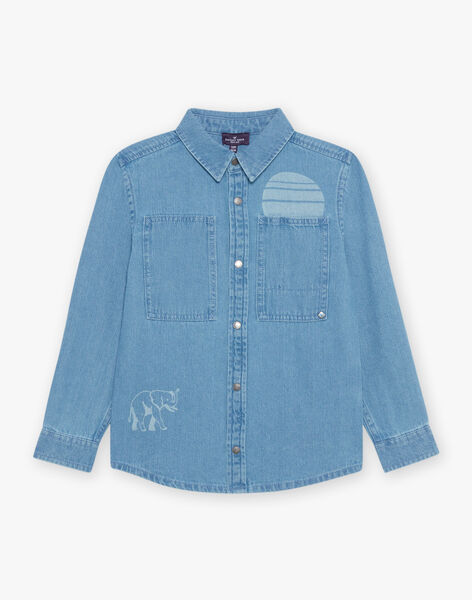 Chemise en jean bleu savane FALAVAGE / 23E3PG81CHMP272