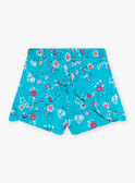 Short bleu turquoise imprimé fleuri enfant fille CAUSHOETTE 2 / 22E2PFT4SHO202