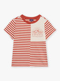 T-shirt roux et sable à imprimé à rayures FLIROAGE / 23E3PGP1TMCE406