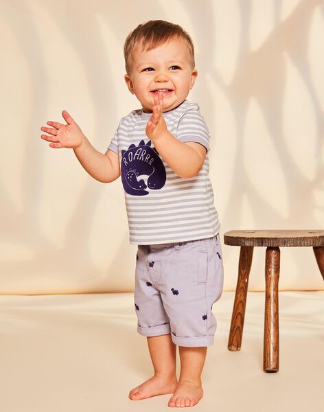 T-shirt lilas manches courtes à rayures FAOCTAVE / 23E1BGO1TMCH700
