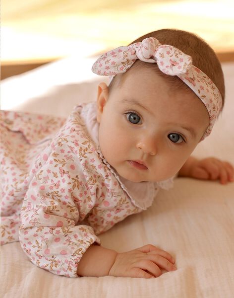 Ensemble robe, bandeau et legging écru à fleurs FOSTINE / 23E0CF73ENS321