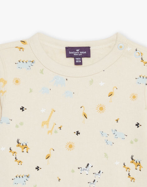 Sweat en molleton jaune animaux de la savane FAARMAND / 23E1BG81SWE114