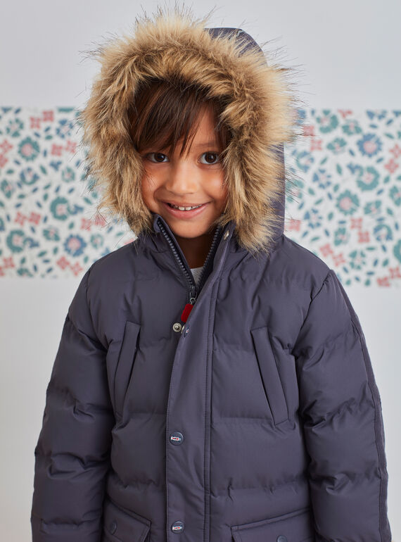 Parka gris foncé doublure polaire enfant garçon BADOUNAGE / 21H3PGE3PARJ916