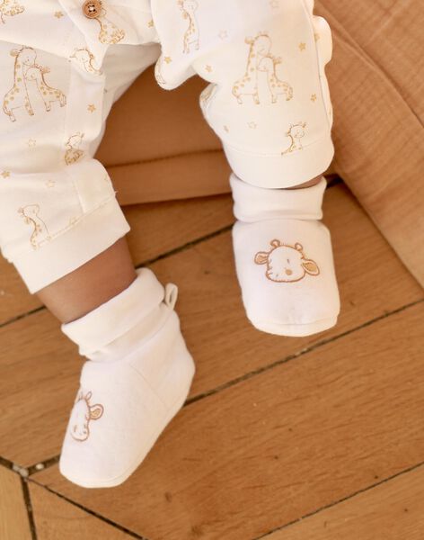 Chaussons de naissance écrus Girafe FORENT / 23E0AM61CHP000