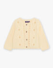 Cardigan en tricot ajouré et torsadé jaune pastel FABONNY / 23E1BF81CAR114