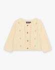 Cardigan en tricot ajouré et torsadé jaune pastel FABONNY / 23E1BF81CAR114
