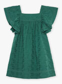 Robe vert sapin à broderies fleuries FUBRODETTE / 23E2PFN1ROBG605